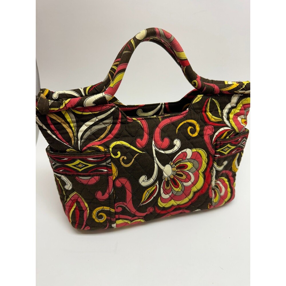 Vera Bradley Morgan Handbag Puccini Retired Brown Pink Floral Quilted Purse
